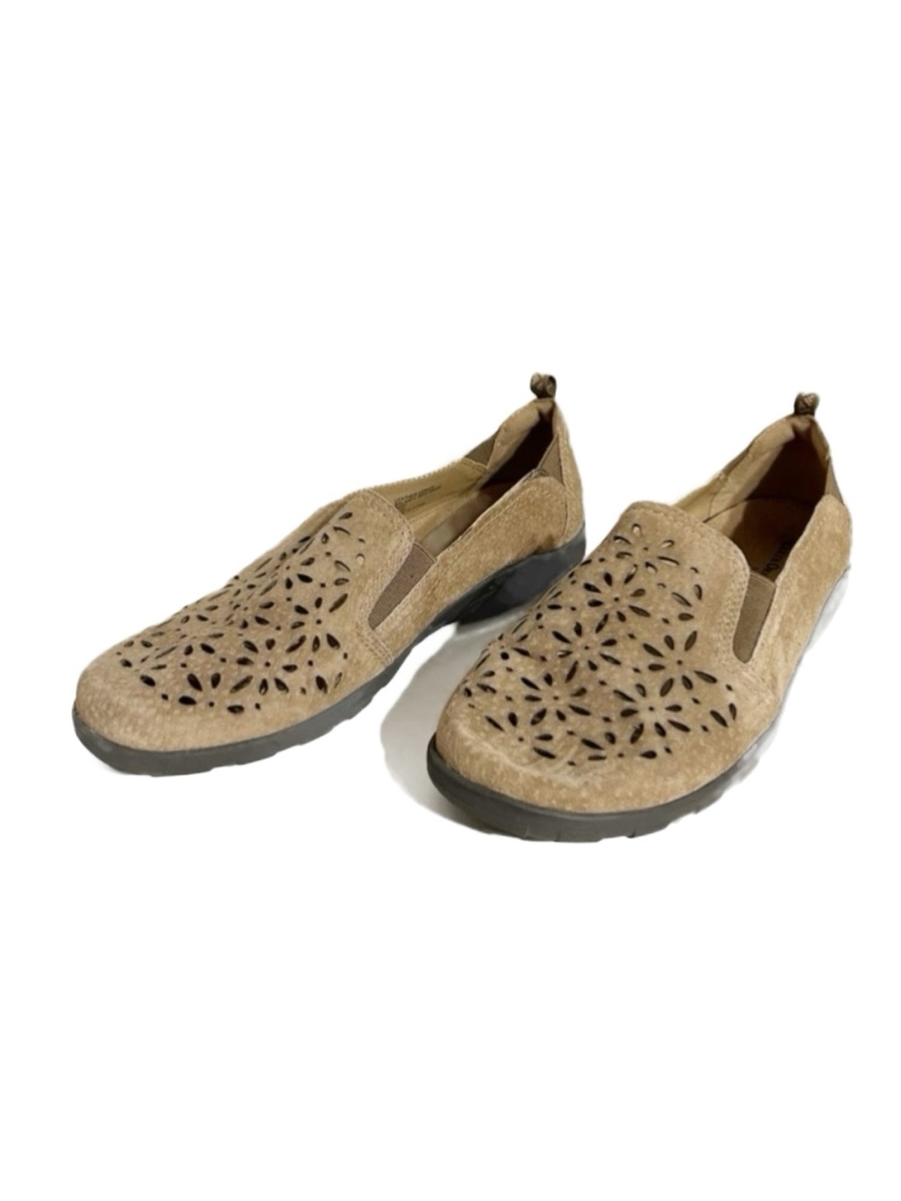 Earth Origins Rikki Suede Leather Slip-On Loafer Flats Brown Size 8.5W